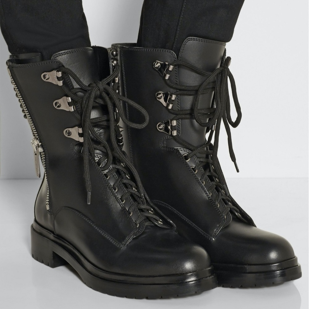 SERGIO ROSSI Embellished leather biker boots